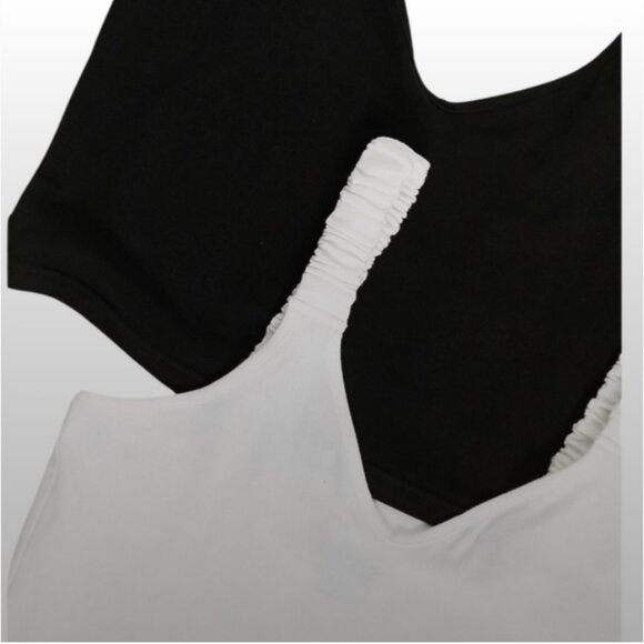 NWT Miss Selfridge Ruched Strap 2 Pair V Neck Crop Tops - Picture 1 of 8